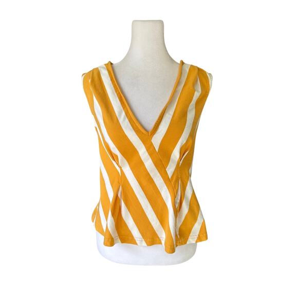 Maeve by Anthropologie Striped Sleeveless V-Neck Corset Blouse - Picture 3 of 9